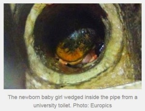 Babygirl in sewer pipe